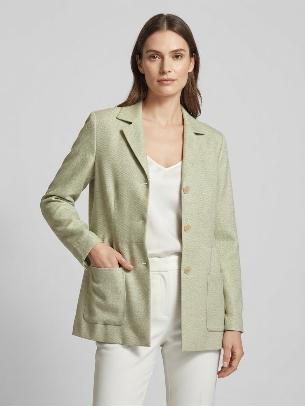 Trixi Schober 90s Vintage Cashmere Blend Oversized Blazer Sage Green 10